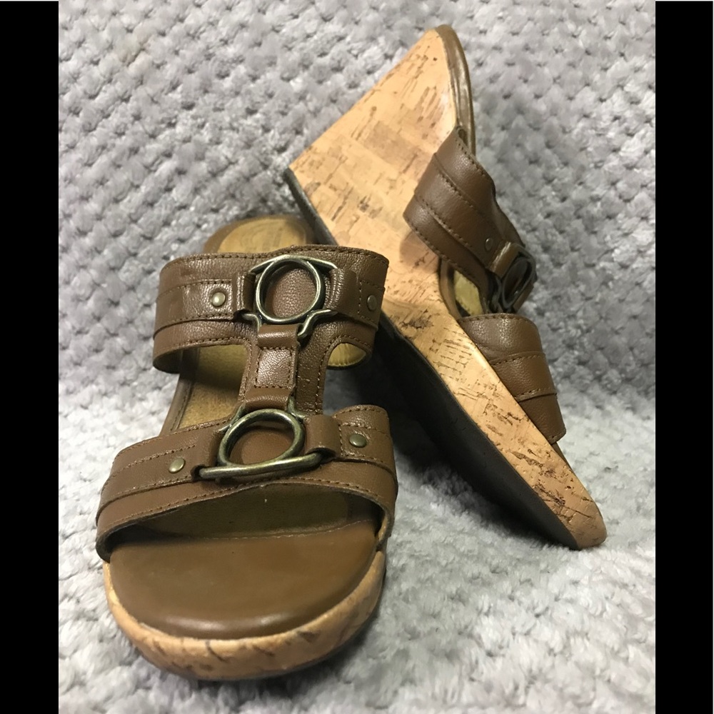 Brown Leather Wedge Sandals